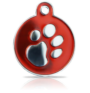 TaggIT Elegance Tag Red & Silver Large Disc Pet Tag 