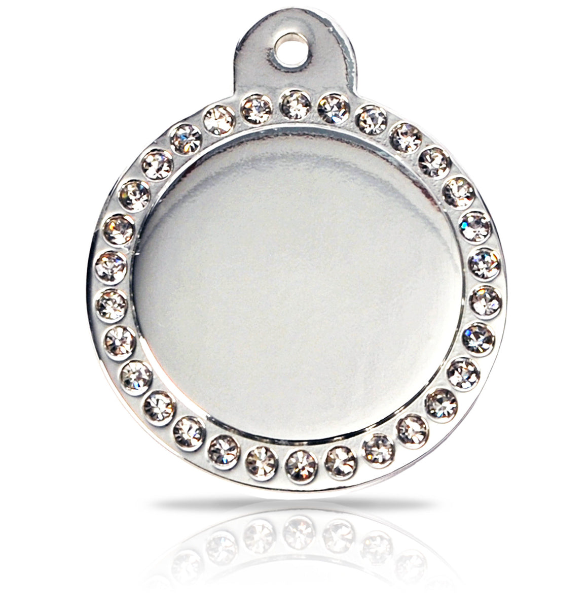 TaggIT Glamour Large Disc Silver Diamond iMarc Pet Tag