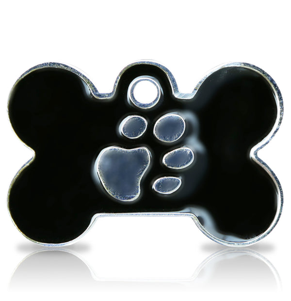 TaggIT Engraving Elegance Black & Silver Large Bone Pet Tag iMarc Tag