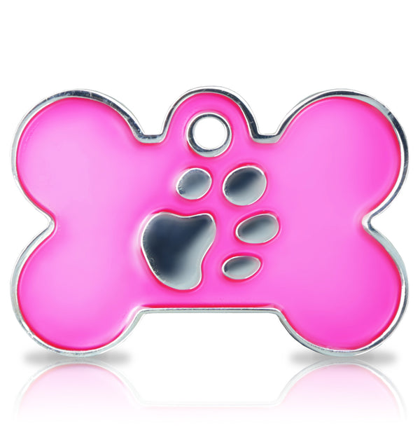 Taggit TaggIT Engraving Elegance Pink & Silver Large Bone Pet Tag iMarc Tag