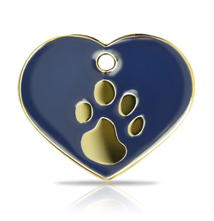 TaggIT Elegance Large Heart Blue & Gold iMarc Pet Tag