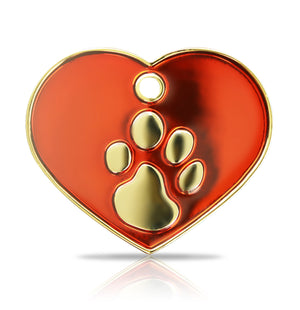 TaggIT Elegance Red & Gold Large Heart Pet ID Tag