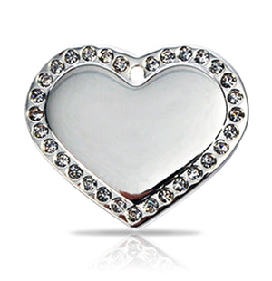 TaggIT Glamour Large Heart Silver Diamond Dog Tag iMarc Tag