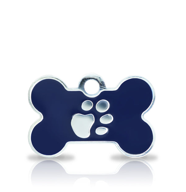 TaggIT Engraving Elegance Blue & Silver Small Bone iMarc Dog Tag