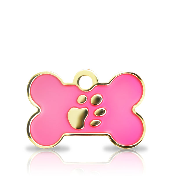 TaggIT Engraving Elegance Pink & Gold Small Bone iMarc Dog Tag