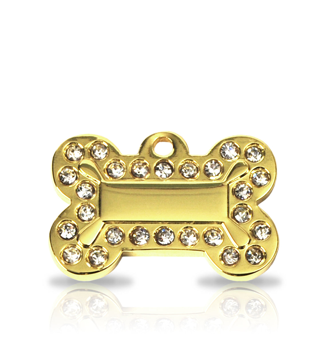 TaggIT Glamour Small Bone Gold Diamante Dog Tag