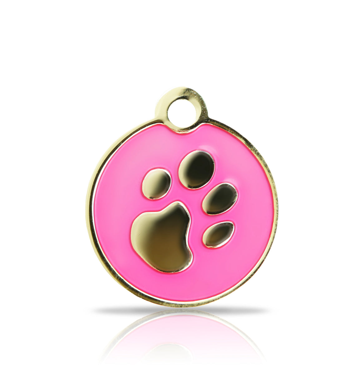 TaggIT Elegance Small Disc Pink & Gold Paw Print Tag